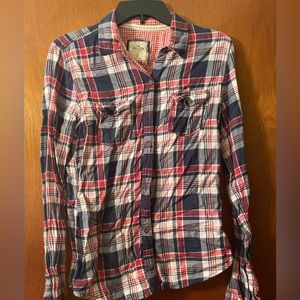 Hollister Womens button down plaid top